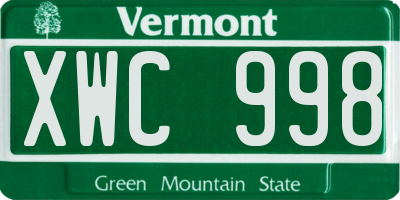 VT license plate XWC998