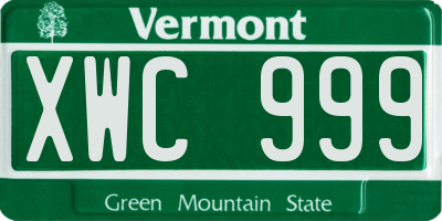 VT license plate XWC999