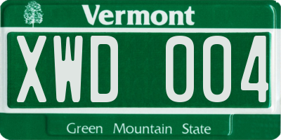 VT license plate XWD004