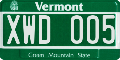 VT license plate XWD005