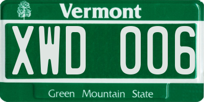 VT license plate XWD006
