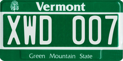 VT license plate XWD007