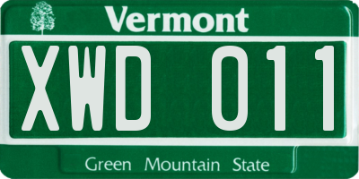 VT license plate XWD011