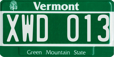 VT license plate XWD013