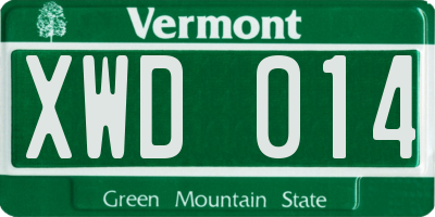 VT license plate XWD014