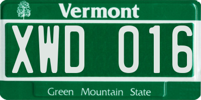 VT license plate XWD016