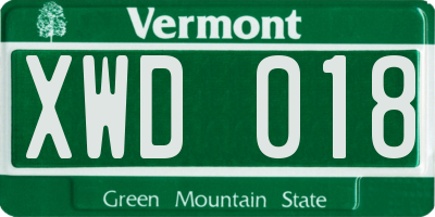 VT license plate XWD018