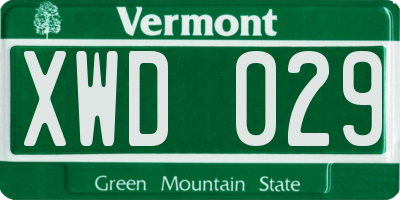 VT license plate XWD029
