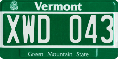 VT license plate XWD043