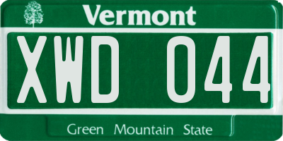 VT license plate XWD044