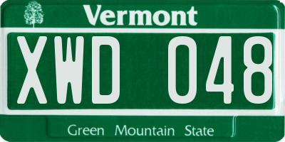 VT license plate XWD048