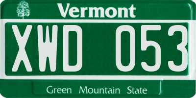 VT license plate XWD053