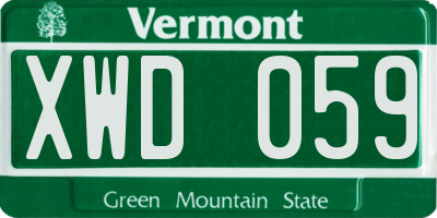 VT license plate XWD059