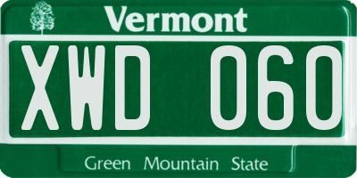 VT license plate XWD060