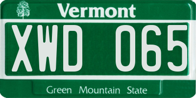 VT license plate XWD065