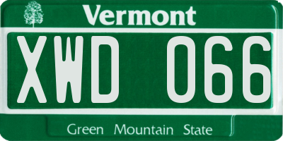 VT license plate XWD066