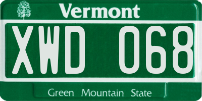 VT license plate XWD068