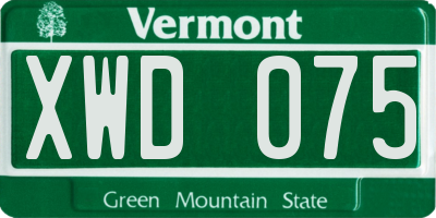 VT license plate XWD075