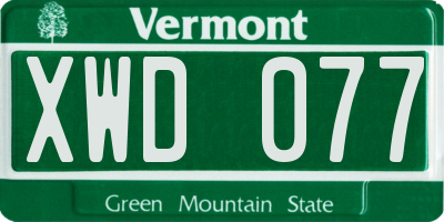 VT license plate XWD077