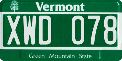 VT license plate XWD078