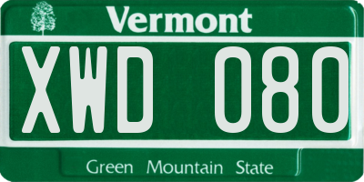 VT license plate XWD080