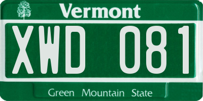 VT license plate XWD081