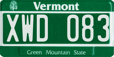 VT license plate XWD083