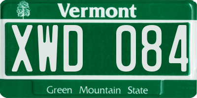 VT license plate XWD084