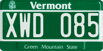 VT license plate XWD085