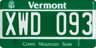 VT license plate XWD093