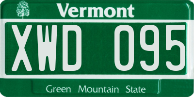 VT license plate XWD095