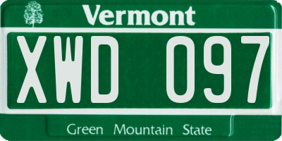 VT license plate XWD097