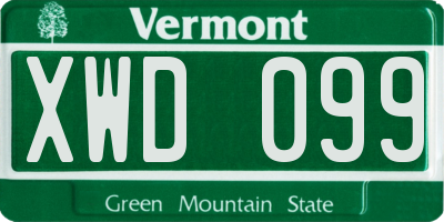 VT license plate XWD099