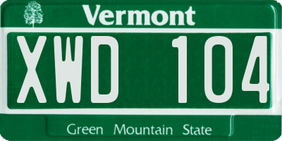 VT license plate XWD104