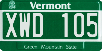 VT license plate XWD105