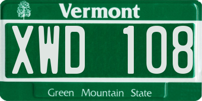 VT license plate XWD108
