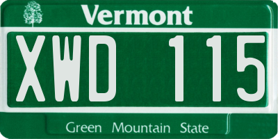 VT license plate XWD115