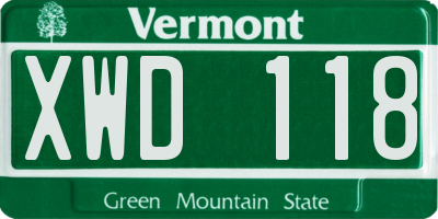 VT license plate XWD118