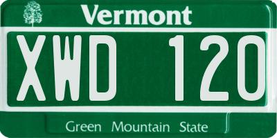 VT license plate XWD120