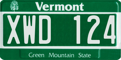 VT license plate XWD124