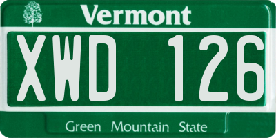 VT license plate XWD126