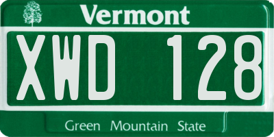 VT license plate XWD128