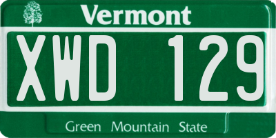 VT license plate XWD129