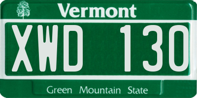 VT license plate XWD130