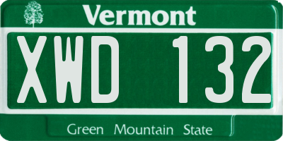 VT license plate XWD132