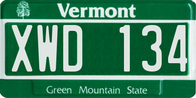 VT license plate XWD134