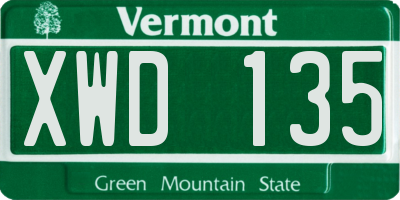VT license plate XWD135