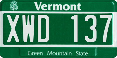 VT license plate XWD137