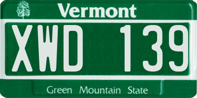 VT license plate XWD139