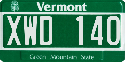 VT license plate XWD140
